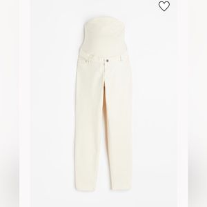 H&M MAMA maternity slim straight ankle jean, cream ecru. Size Small